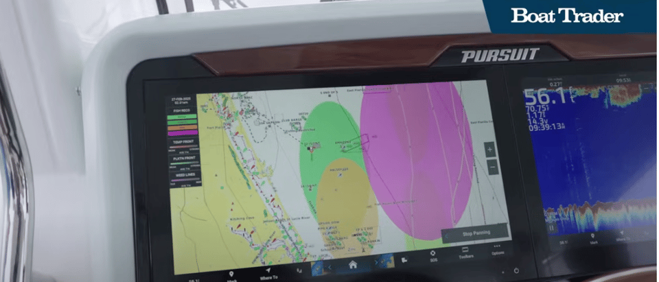  SiriusXM's advanced weather forecasting and mapping screens to plot the safest course to the fish - also part of the Marine mapping subscription. 
