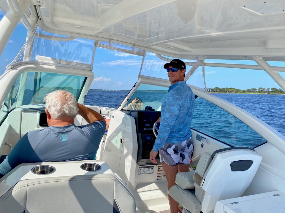 Chris at the helm of his Pursuit DC 266