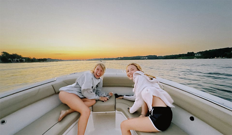 Girls cruising on a Pursuit on the Chesapeake Bay