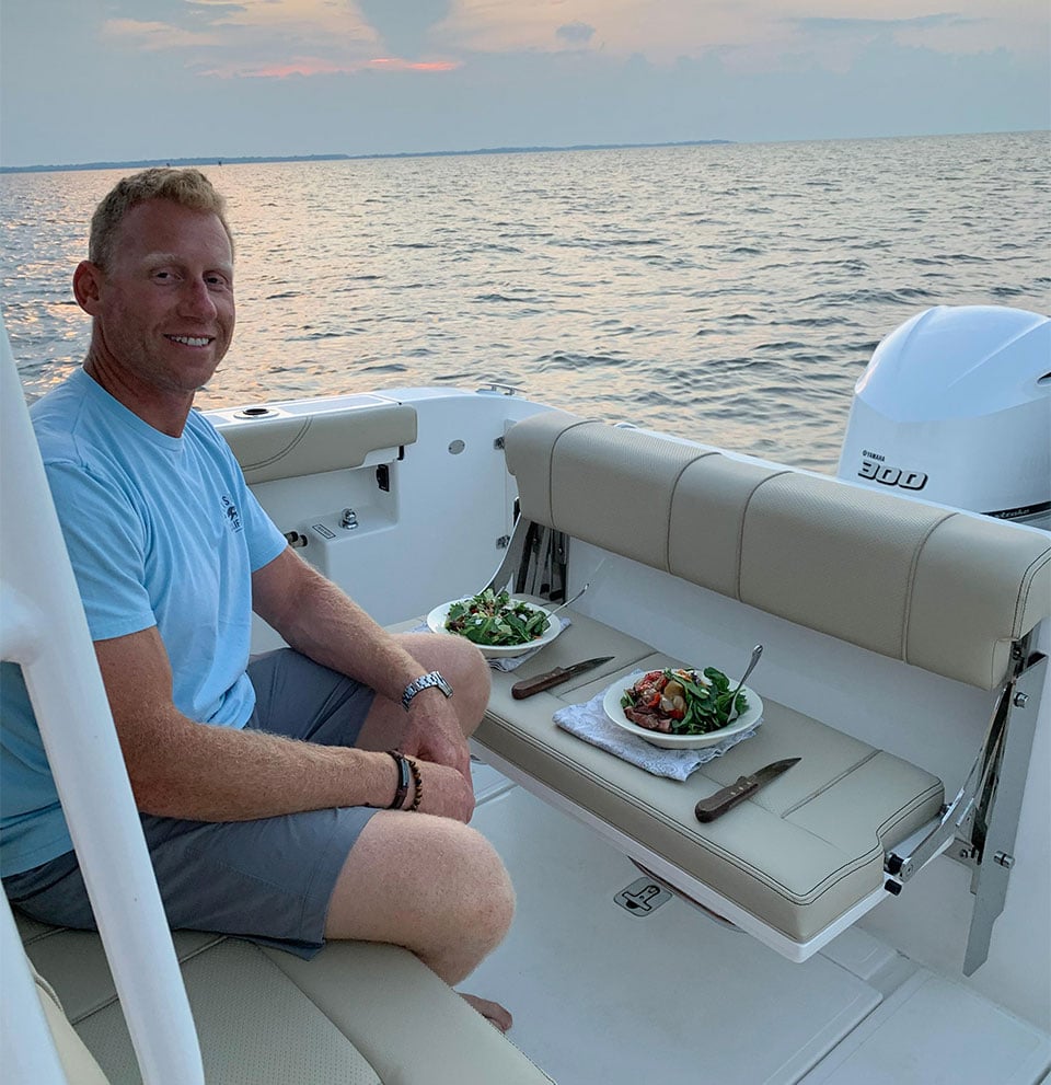 Dining al fresco on a Pursuit Sport Center Console