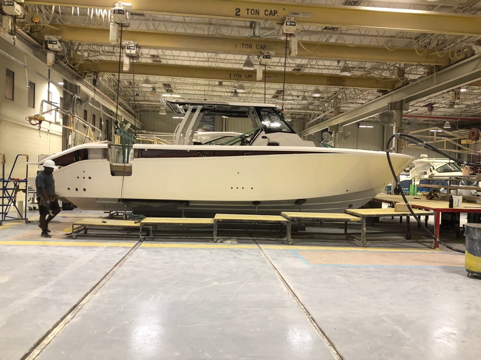 Deck lowered onto the hull in Pursuit Factory