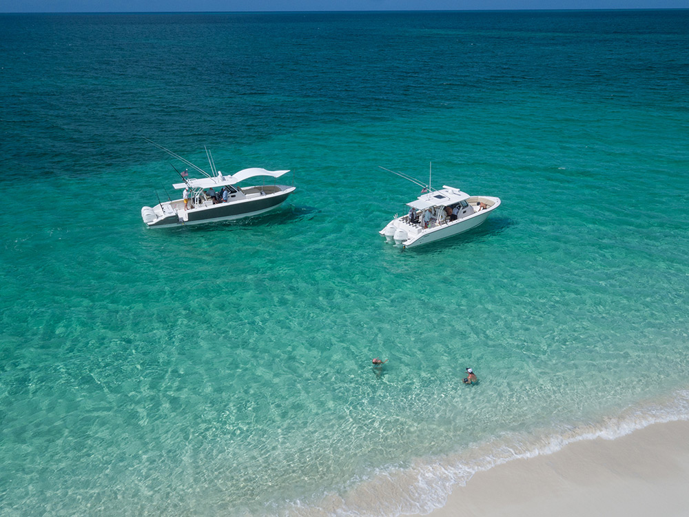 Aerial view of anchored S 368 and S 328.